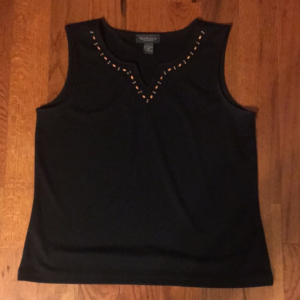 VanHeusen Medium Dressy Black Tank Top